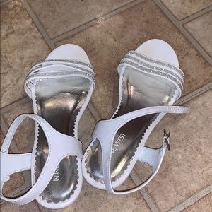 white platform heels